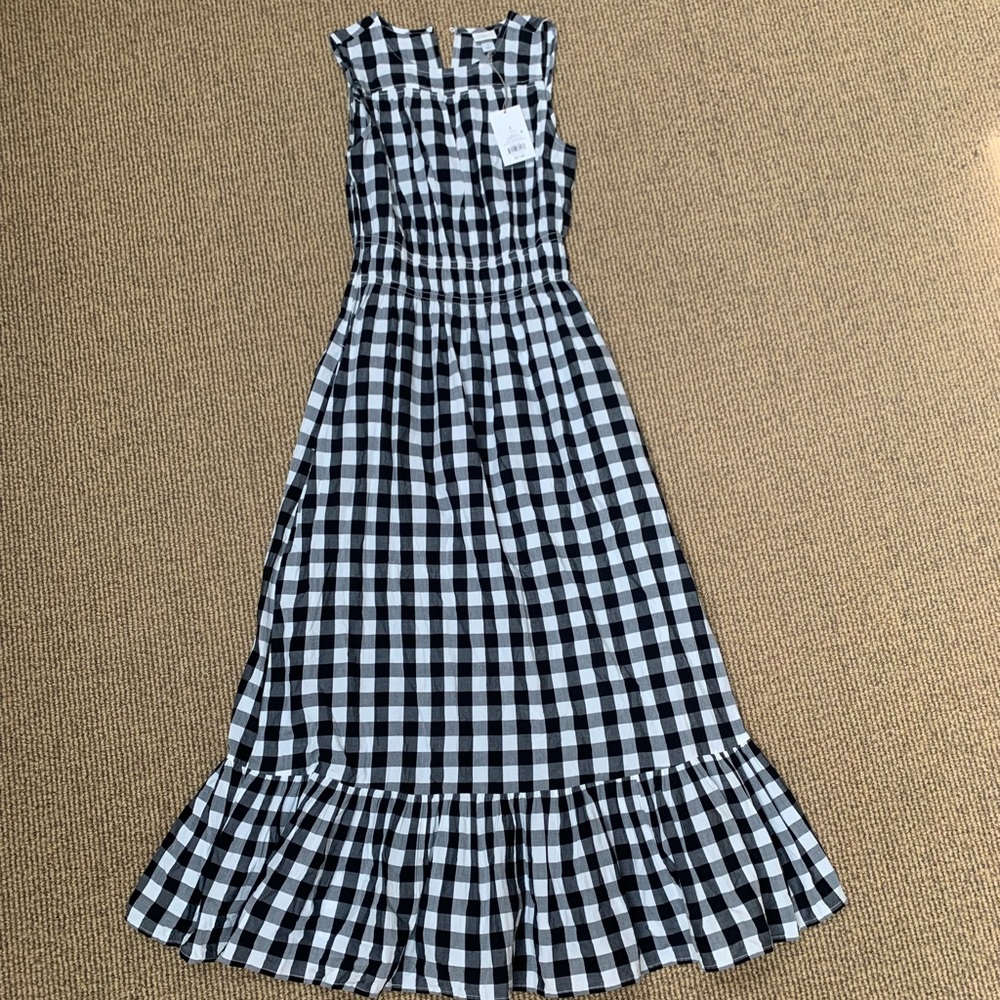 A New Day Women’s Sleeveless Smocked Midi Dress, black & white check, small.